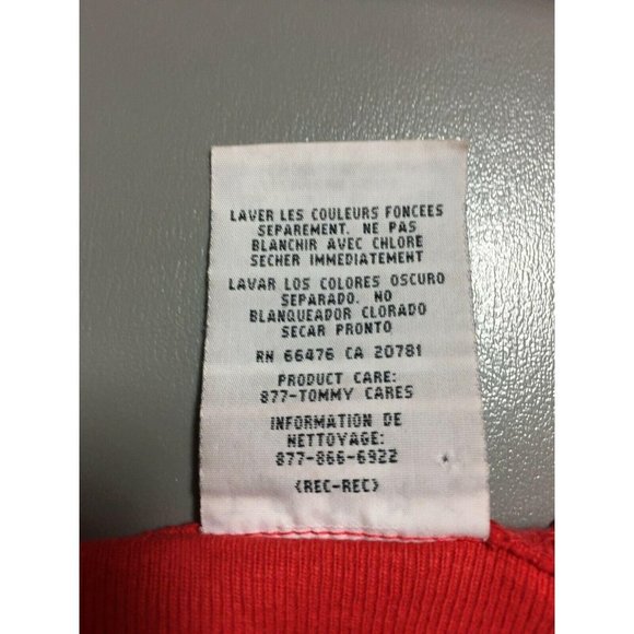 Tommy Hilfiger Jeans Mens Pullover Extra Large 1/4 Zip Red Cotton Long Sleeve - Picture 4 of 8